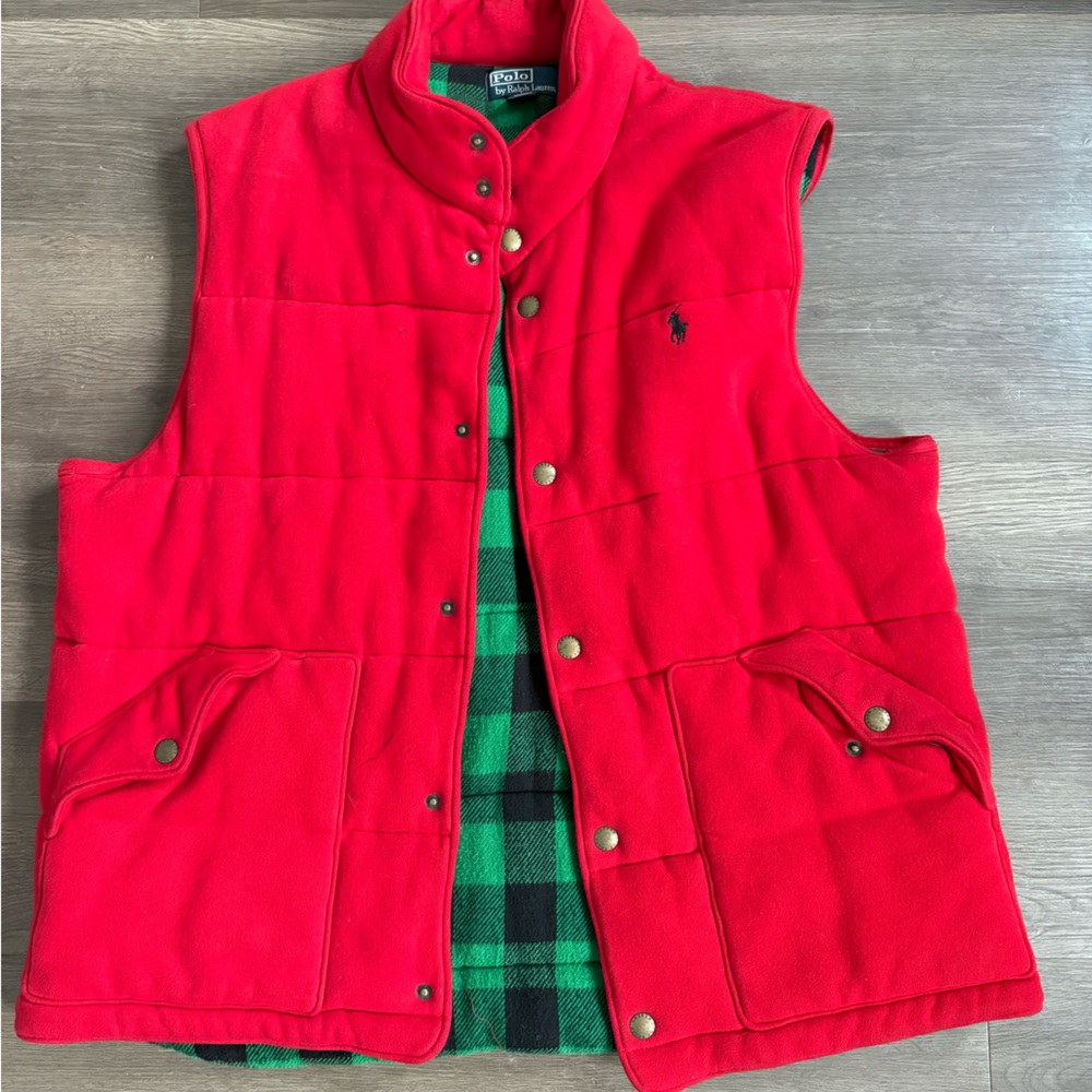 Ralph Lauren Red Vest with Green Check Lining